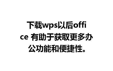 下载wps以后office 有助于获取更多办公功能和便捷性。