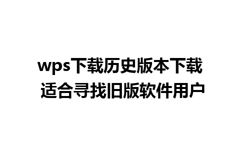 wps下载历史版本下载 适合寻找旧版软件用户