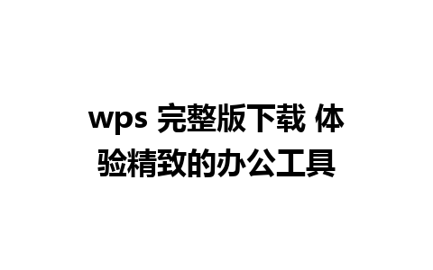 wps 完整版下载 体验精致的办公工具