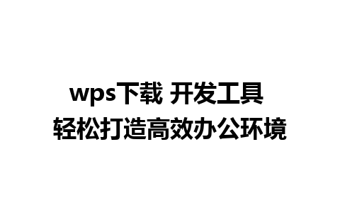 wps下载 开发工具 轻松打造高效办公环境