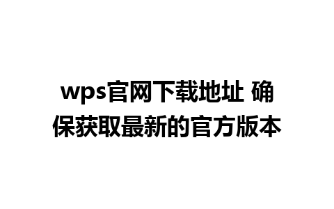 wps官网下载地址 确保获取最新的官方版本