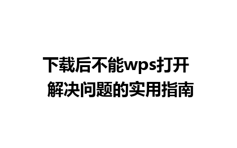 下载后不能wps打开  解决问题的实用指南