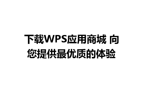 下载WPS应用商城 向您提供最优质的体验