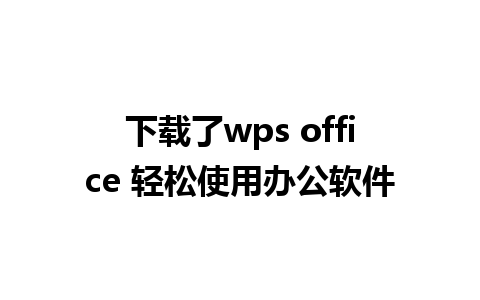 下载了wps office 轻松使用办公软件