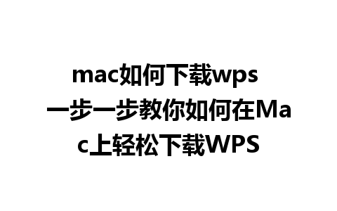 mac如何下载wps 一步一步教你如何在Mac上轻松下载WPS