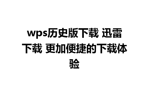 wps历史版下载 迅雷下载 更加便捷的下载体验