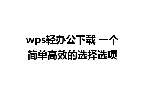 wps轻办公下载 一个简单高效的选择选项