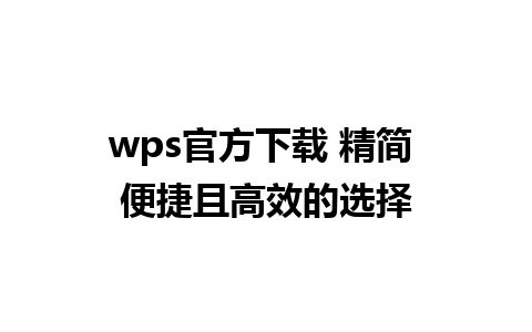 wps官方下载 精简 便捷且高效的选择