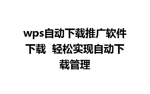 wps自动下载推广软件下载  轻松实现自动下载管理