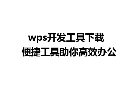 wps开发工具下载  便捷工具助你高效办公