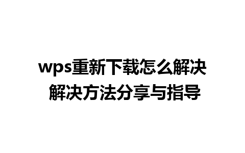 wps重新下载怎么解决 解决方法分享与指导