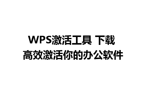 WPS激活工具 下载 高效激活你的办公软件