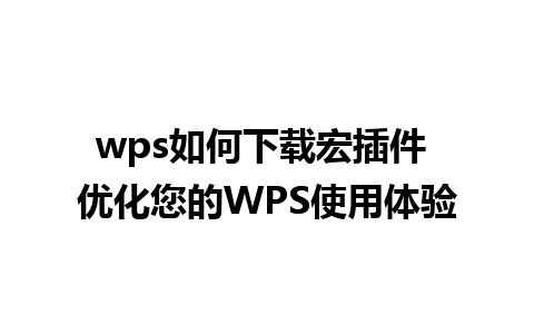 wps如何下载宏插件 优化您的WPS使用体验