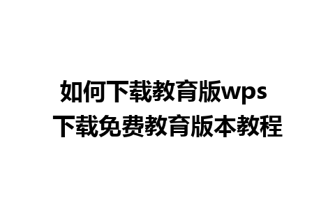 如何下载教育版wps 下载免费教育版本教程