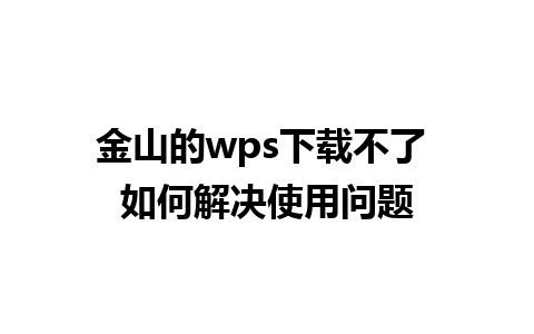 金山的wps下载不了 如何解决使用问题