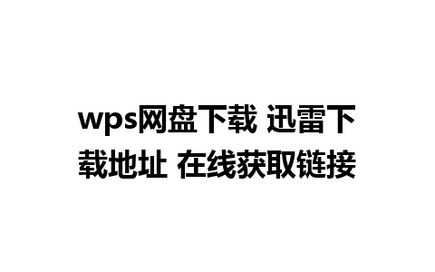 wps网盘下载 迅雷下载地址 在线获取链接