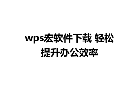 wps宏软件下载 轻松提升办公效率