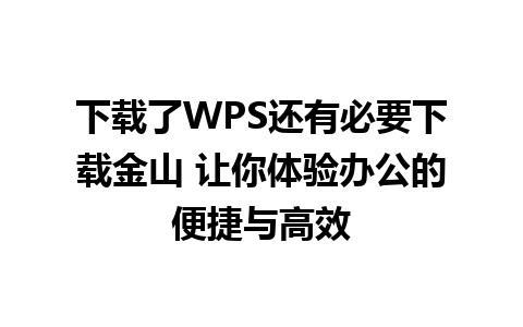 下载了WPS还有必要下载金山 让你体验办公的便捷与高效