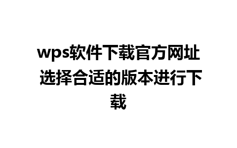 wps软件下载官方网址 选择合适的版本进行下载