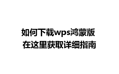 如何下载wps鸿蒙版 在这里获取详细指南