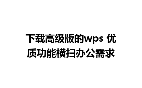 下载高级版的wps 优质功能横扫办公需求