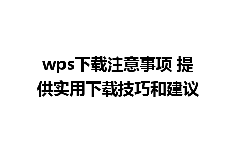 wps下载注意事项 提供实用下载技巧和建议