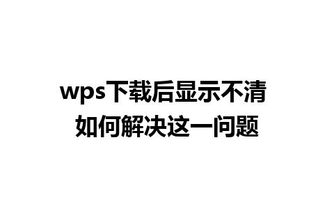 wps下载后显示不清 如何解决这一问题