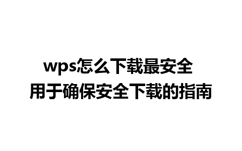 wps怎么下载最安全 用于确保安全下载的指南