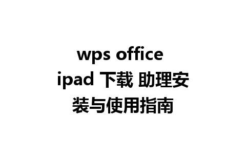 wps office ipad 下载 助理安装与使用指南