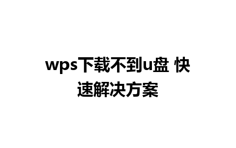 wps下载不到u盘 快速解决方案