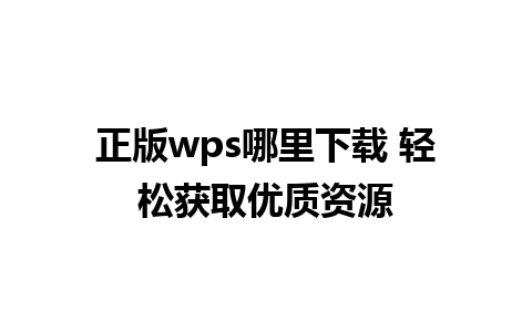 正版wps哪里下载 轻松获取优质资源