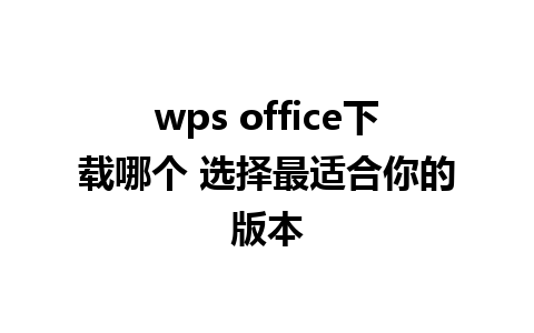 wps office下载哪个 选择最适合你的版本