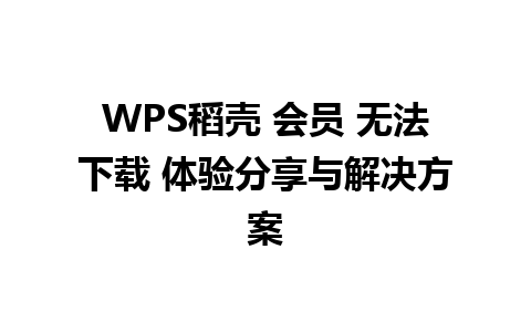 WPS稻壳 会员 无法下载 体验分享与解决方案