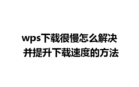 wps下载很慢怎么解决 并提升下载速度的方法