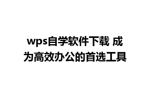 wps自学软件下载 成为高效办公的首选工具