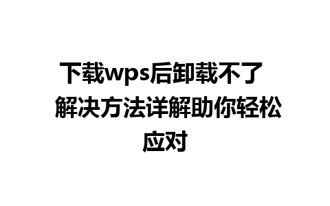 下载wps后卸载不了  解决方法详解助你轻松应对