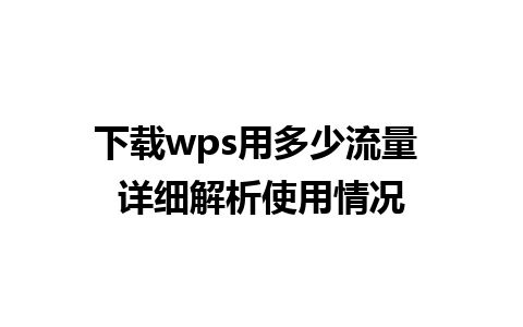 下载wps用多少流量 详细解析使用情况