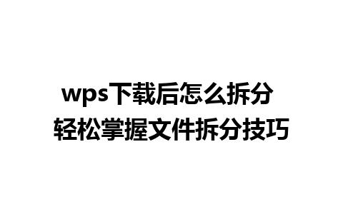 wps下载后怎么拆分 轻松掌握文件拆分技巧