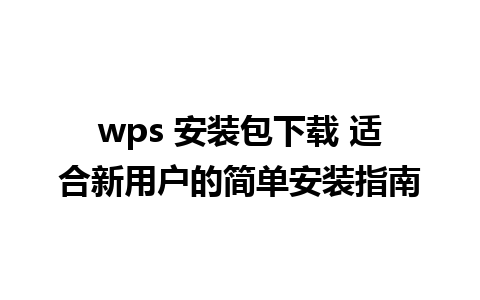 wps 安装包下载 适合新用户的简单安装指南