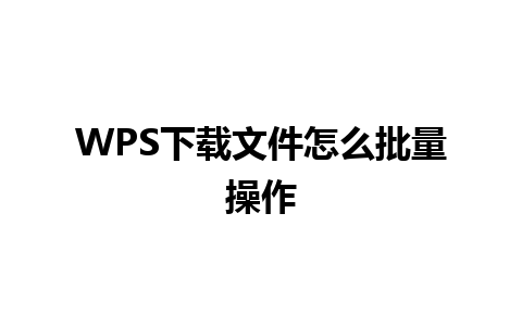 WPS下载文件怎么批量操作