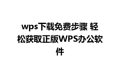 wps下载免费步骤 轻松获取正版WPS办公软件