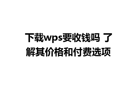 下载wps要收钱吗 了解其价格和付费选项