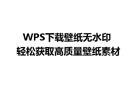 WPS下载壁纸无水印 轻松获取高质量壁纸素材