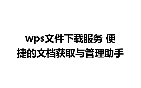 wps文件下载服务 便捷的文档获取与管理助手