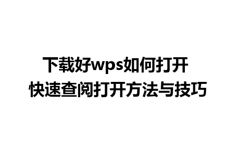 下载好wps如何打开 快速查阅打开方法与技巧