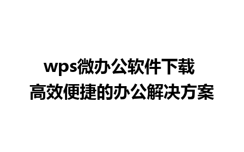 wps微办公软件下载 高效便捷的办公解决方案