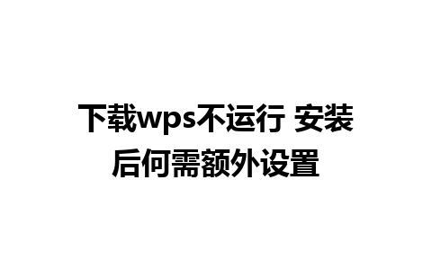 下载wps不运行 安装后何需额外设置