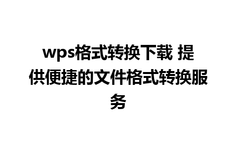 wps格式转换下载 提供便捷的文件格式转换服务