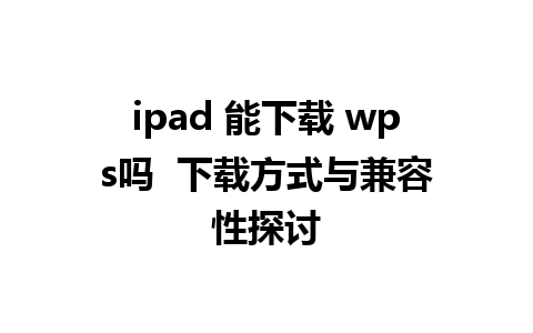 ipad 能下载 wps吗  下载方式与兼容性探讨