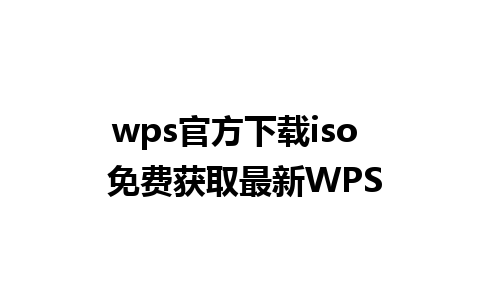 wps官方下载iso  免费获取最新WPS 